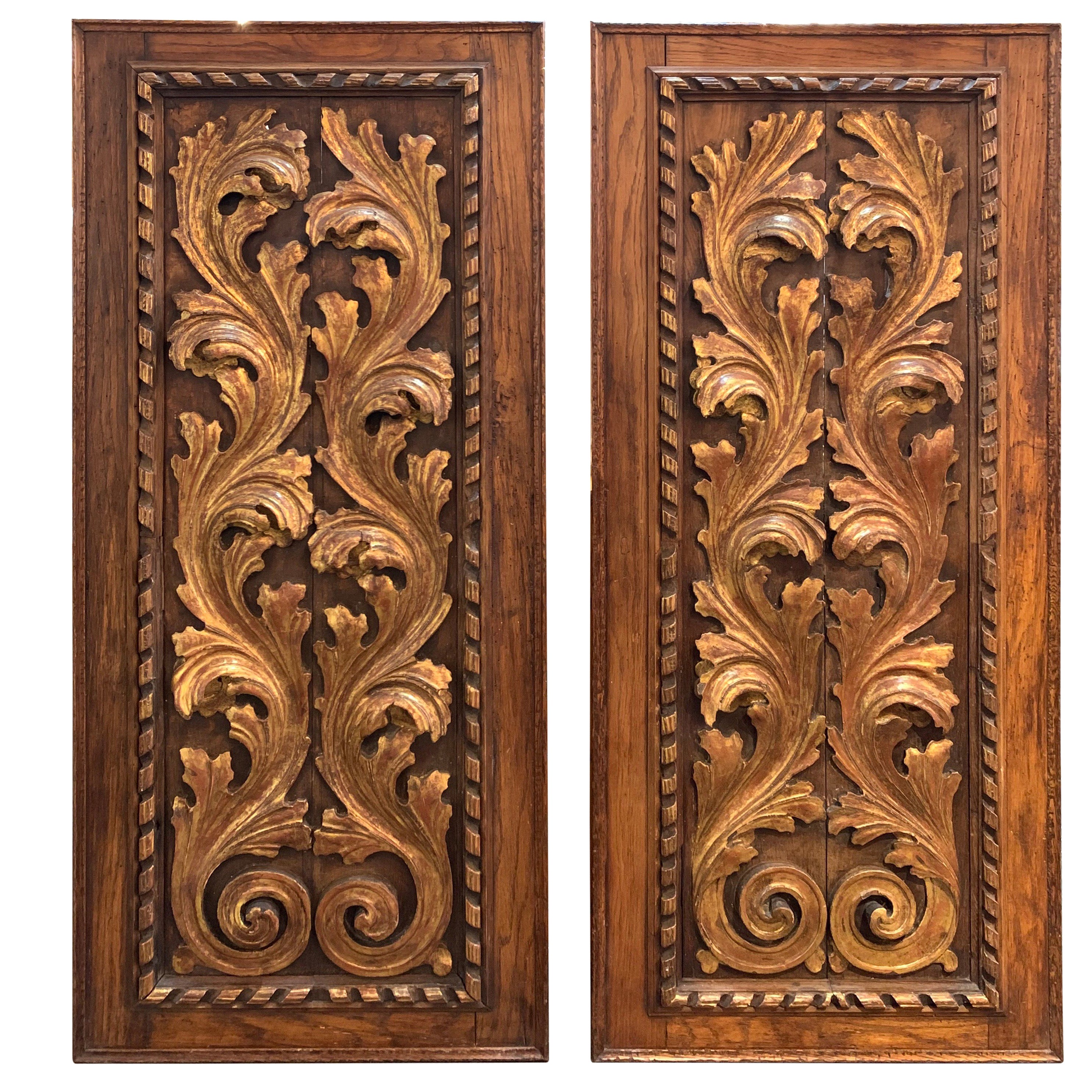 Late 19th Century Pair of Carved Panels For Sale at 1stDibs