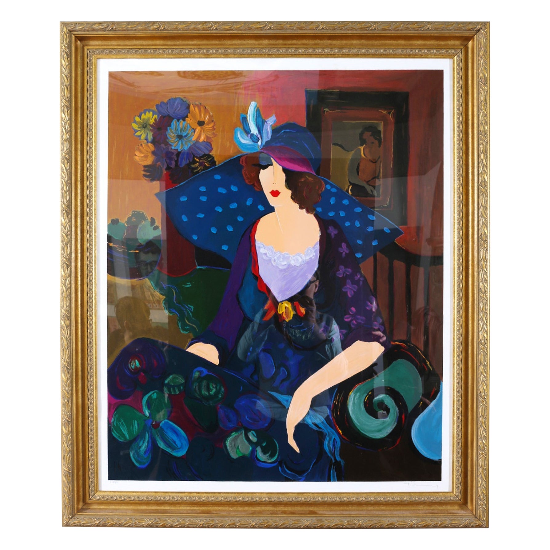 Giltwood Framed Itzchack Tarkay Signed / Numbered Serigraph For Sale at