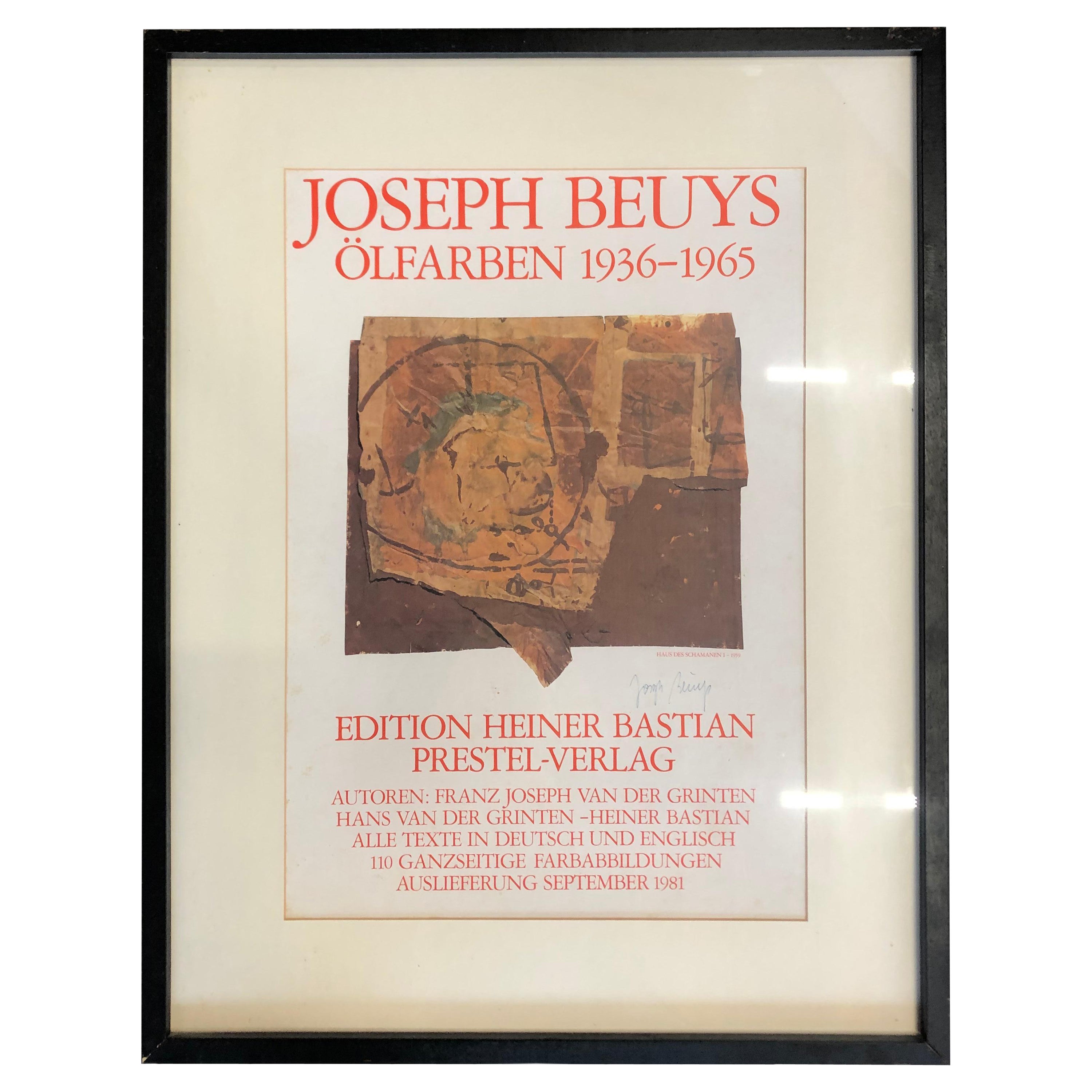 Original Signed Joseph Beuys Advertisment Poster "Ölfarben 1936-1965" For Sale