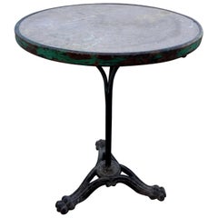 19th Century French Iron Bistro Table with a Stone Top