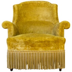 Pair of French 19th Century Gold Velvet Armchairs