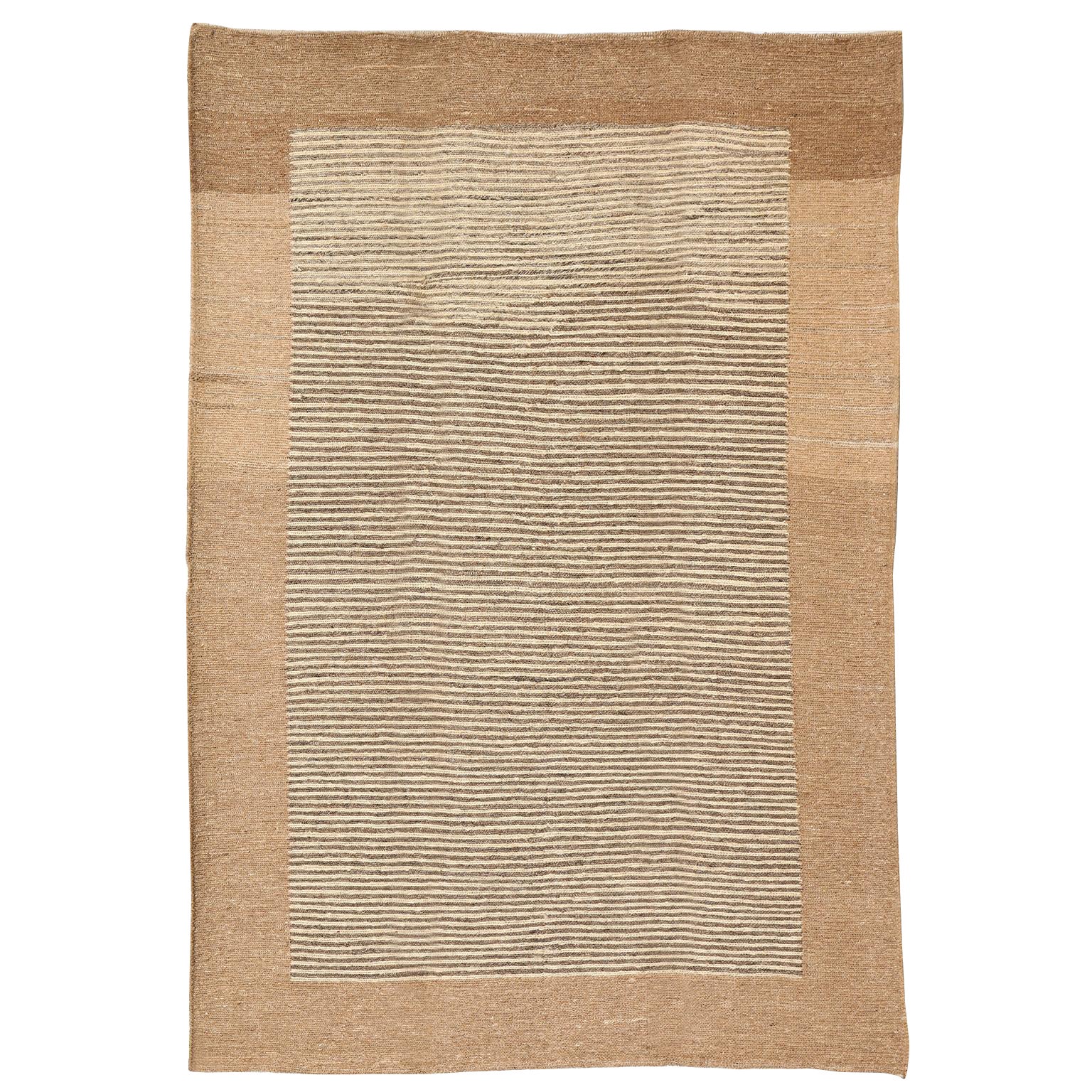 Organic Modern Wool Persian Flat-Weave Rug, Neutral, Orley Shabahang, 5' x 7' For Sale