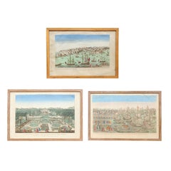 Set of Three '3' Early 19th Century Engravings in Custom Wood Frames