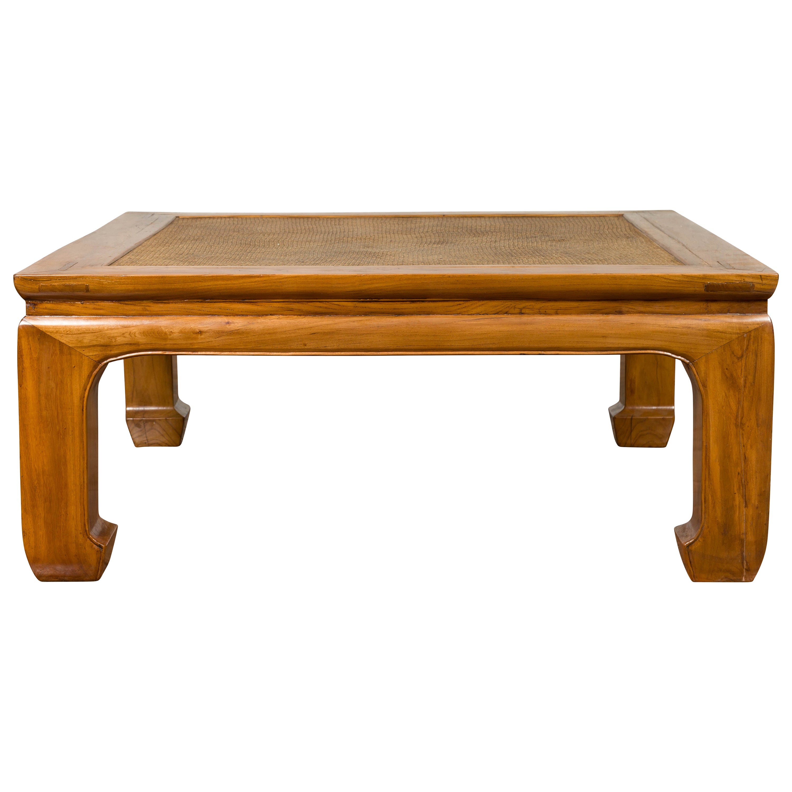 19th Century, Long Chinese Fine Elmwood Coffee Table with Unusual