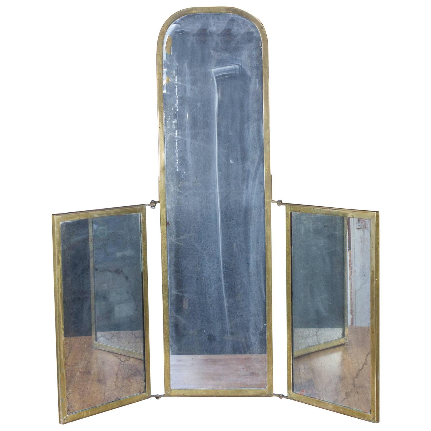 Unusual Triptych Vanity Mirror For Sale at 1stdibs