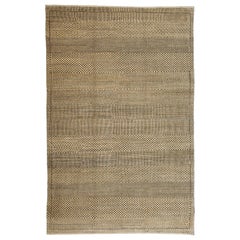 Minimalista y Neutra Alfombra "Lluvia" de Lana Crema y Gris 6' x 9'