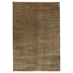 Tapis persan contemporain Orley Shabahang "Khesht", laine et soie, Brown, 6' x 9'