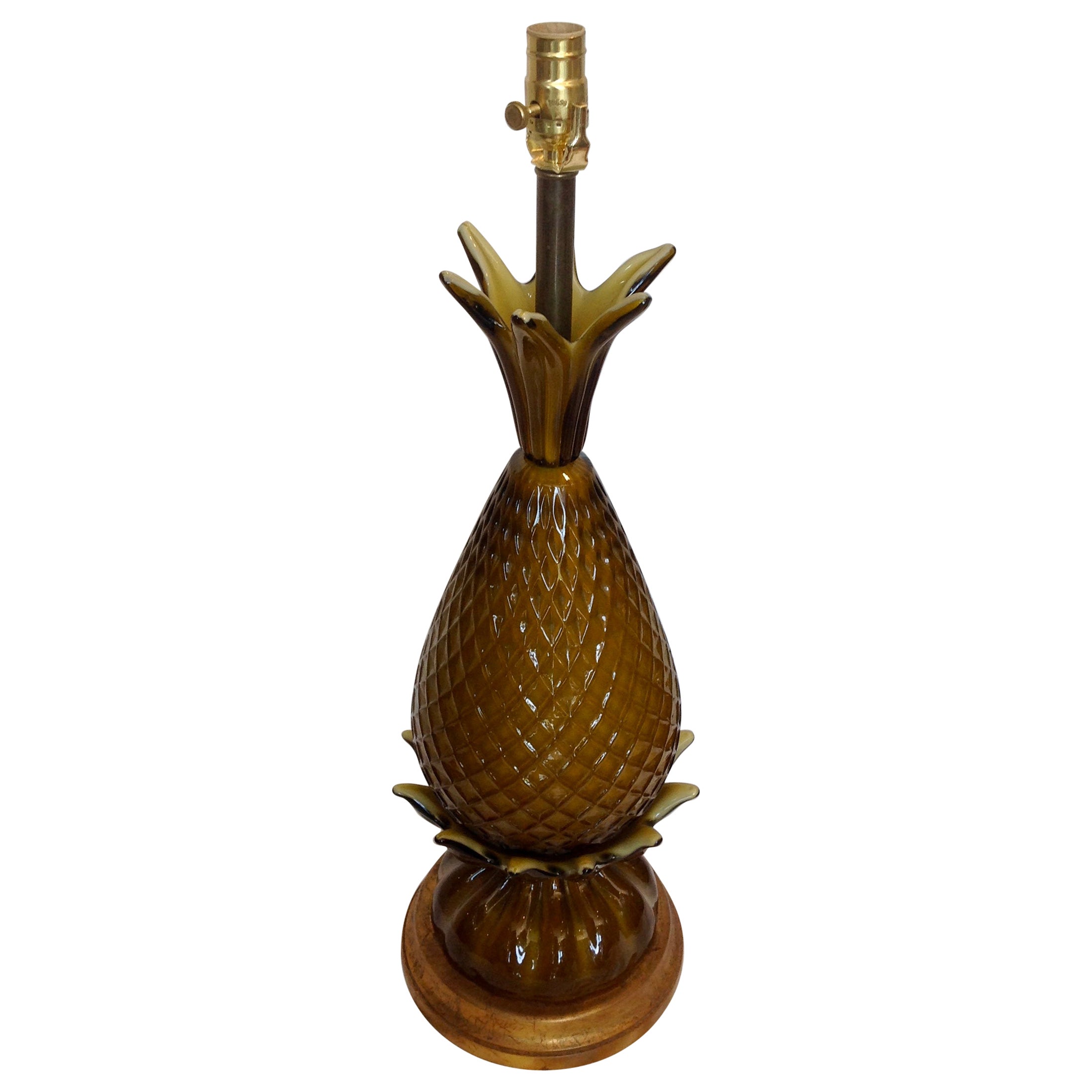 Pair of Large Cut Glass Pineapple Lamps For Sale at 1stDibs