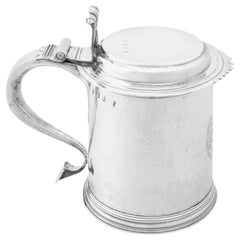 Antike Queen Anne Britannia Standard Silber Quart und eine halbe Tankard