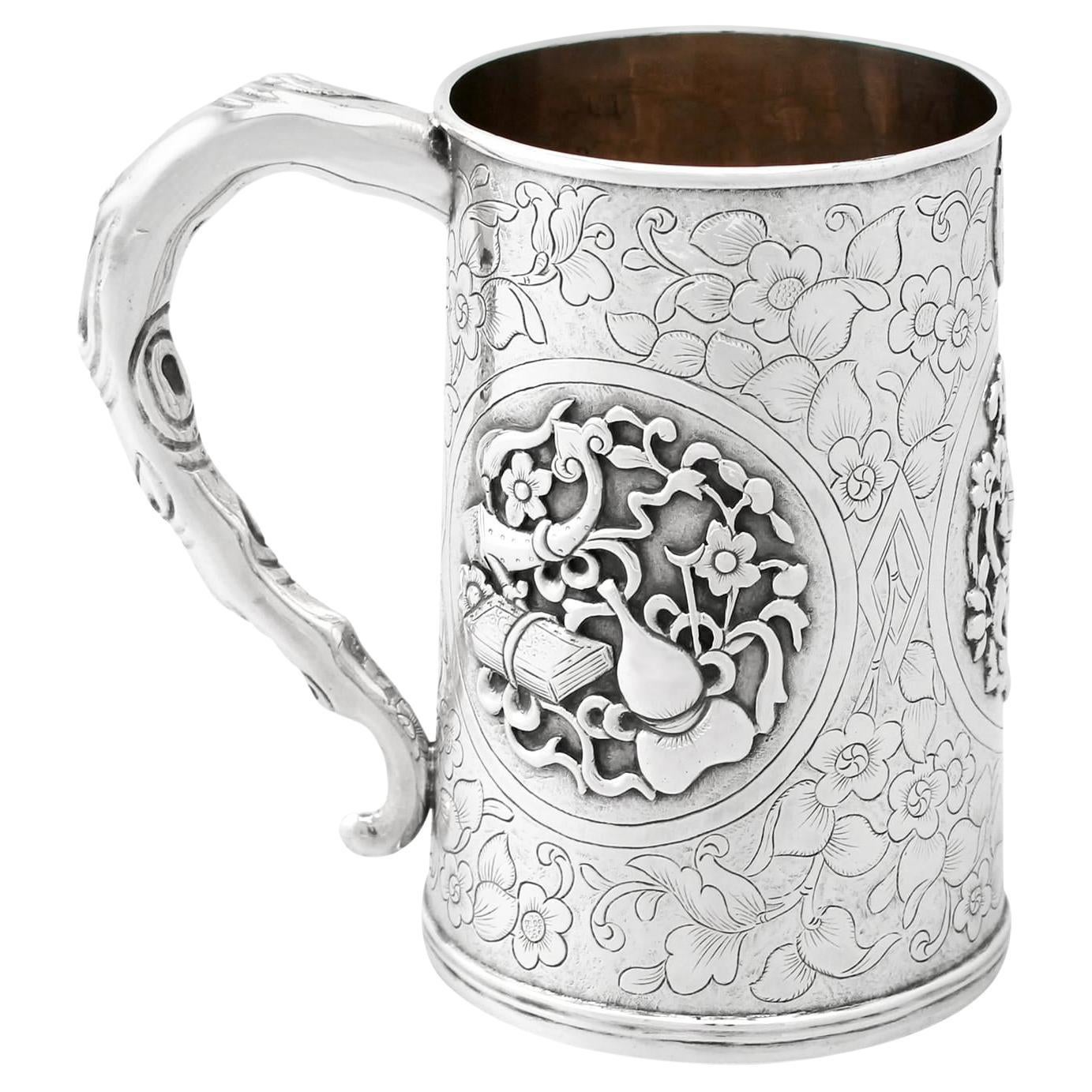 Taza antigua de plata de exportación china de la década de 1850