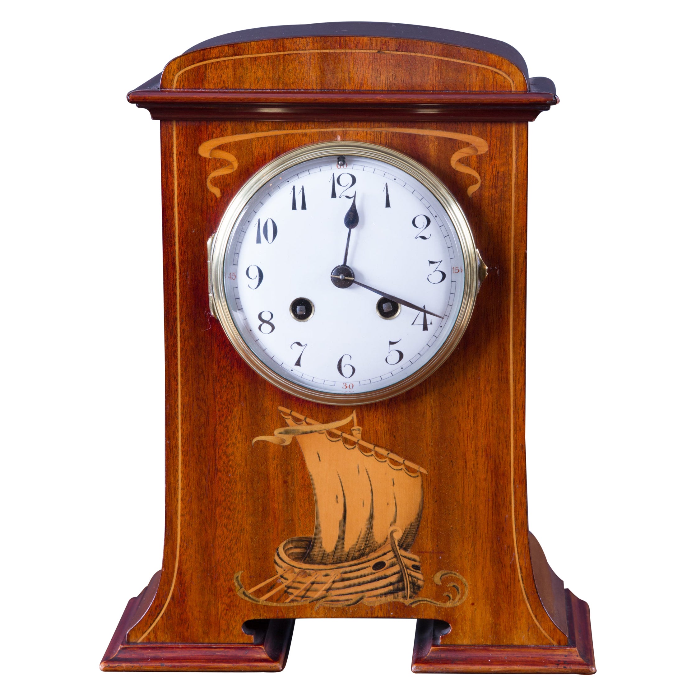 French Fruitwood Art Nouveau Wall Clock at 1stDibs