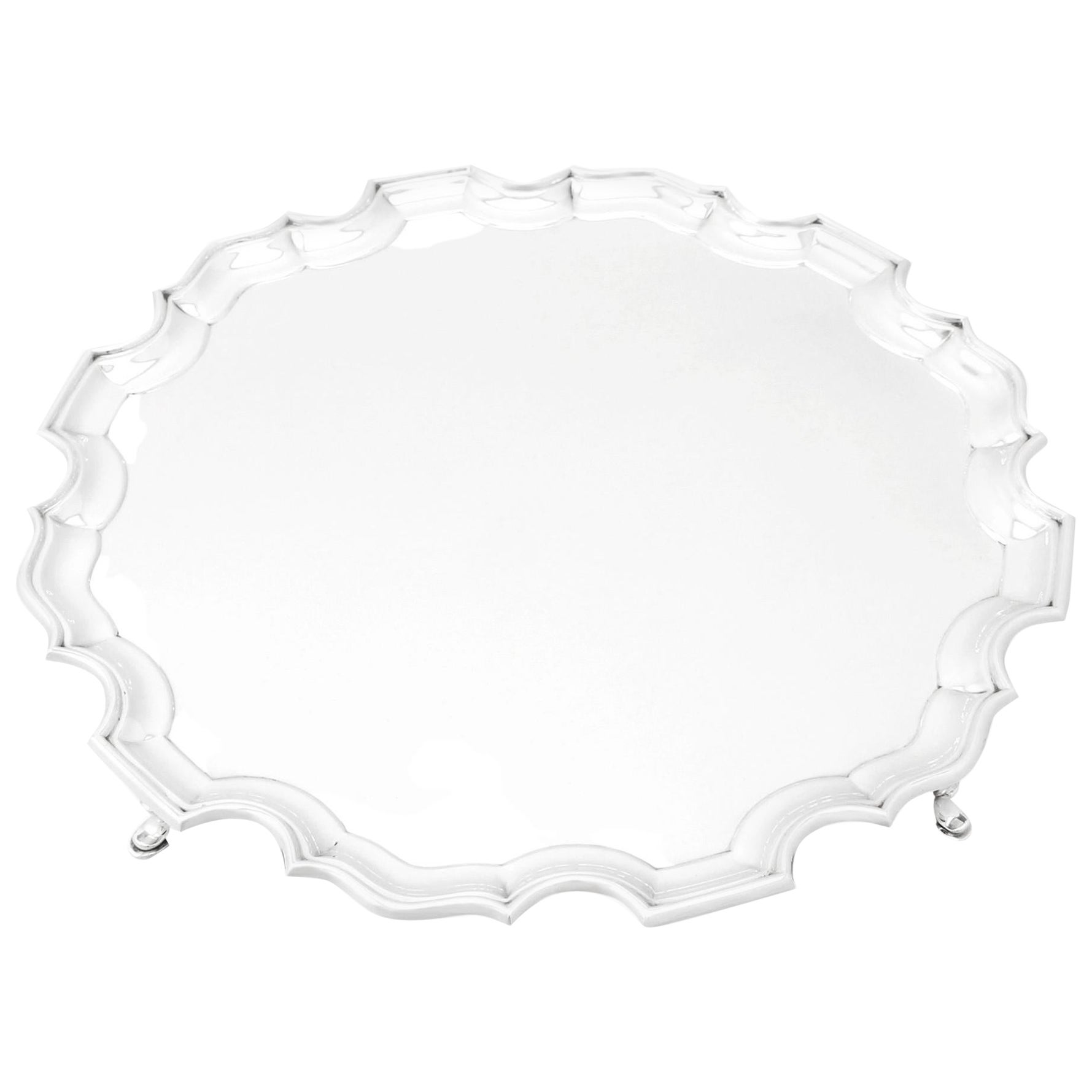 Plateau Salver ancien en argent sterling Josiah Williams & Co (1938)