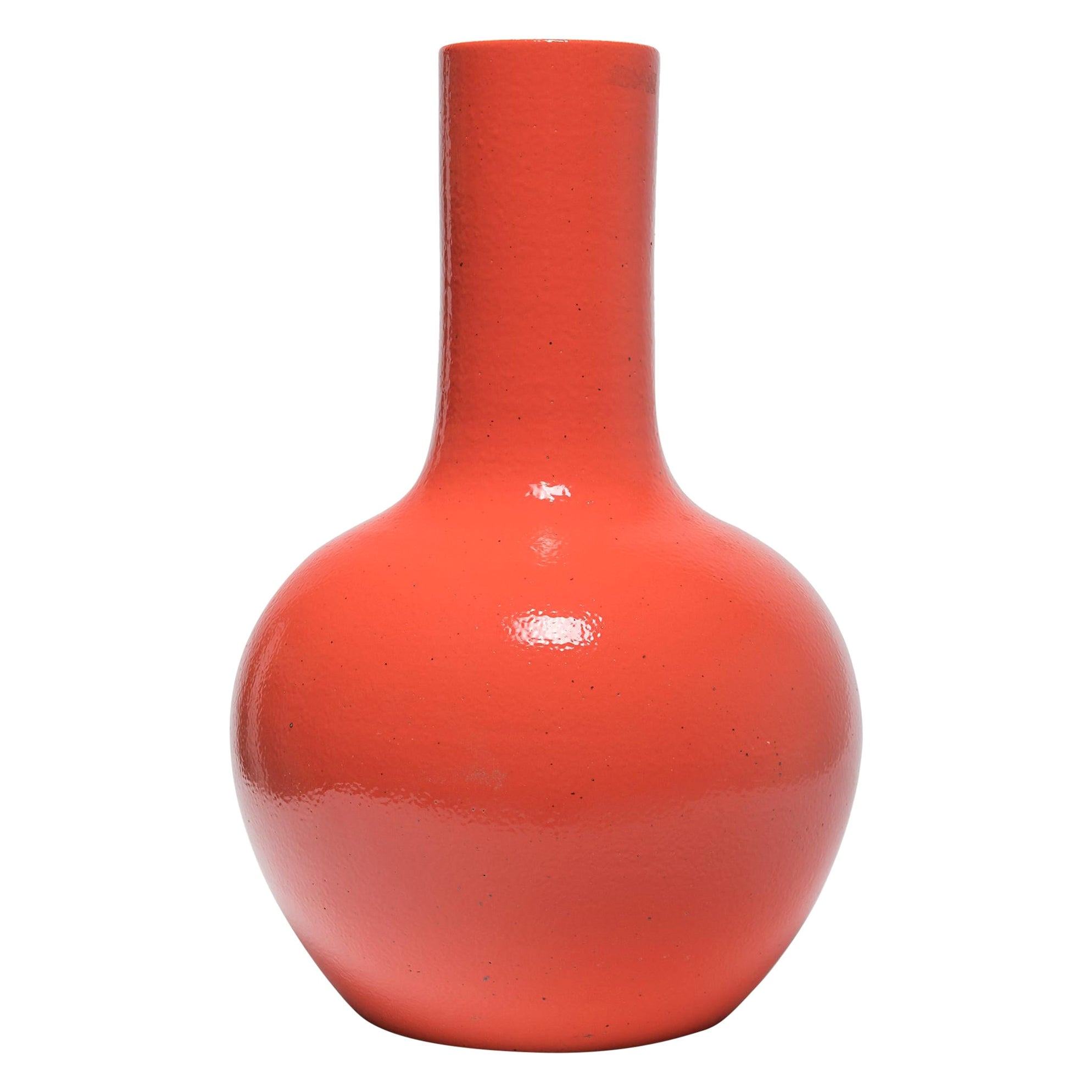 Tall Persimmon Celestial Ball Vase For Sale