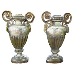 Pareja de Urnas o Porta Palmas de Plata de Estilo Neoclásico Italiano del Siglo XVIII