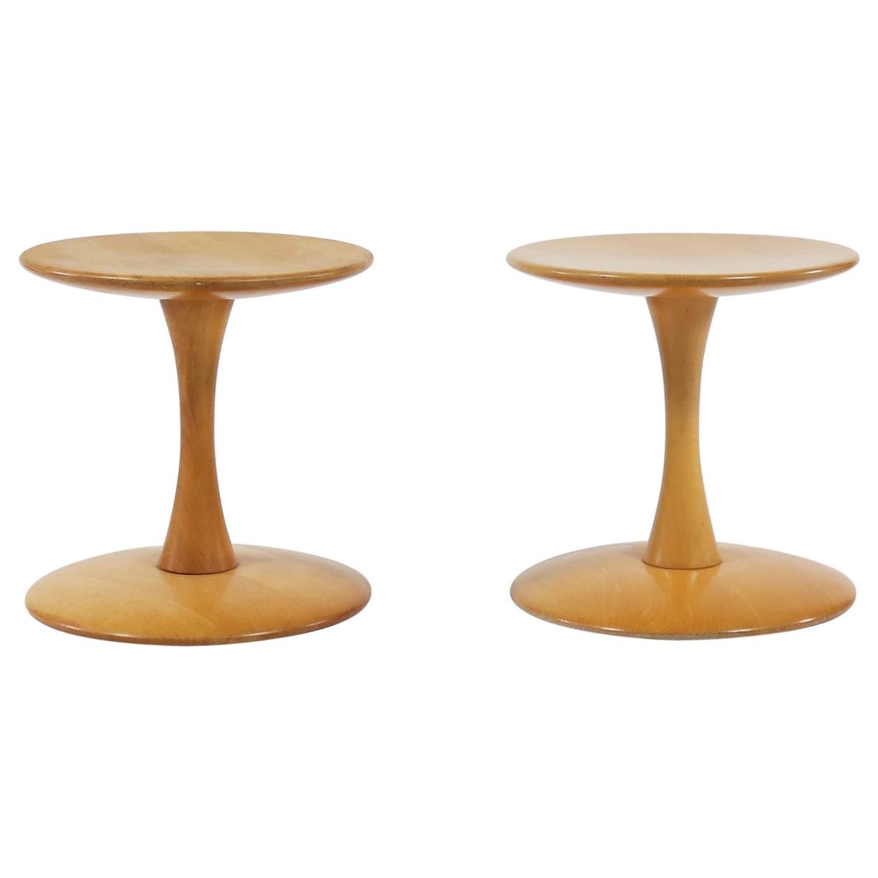 Danish Modern Side Tables or Stools by Nanna Ditzel "Toadstools" in Beech, 1962