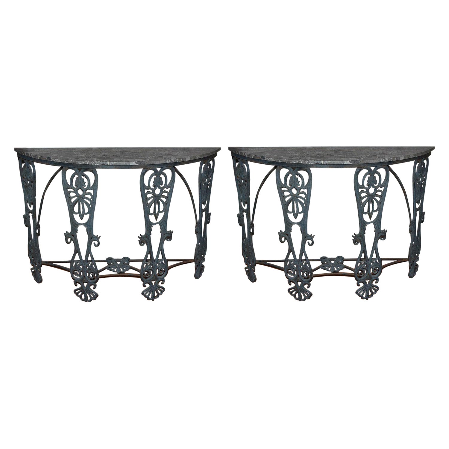 Pair of Contemporary Demi-Lune Console Table For Sale