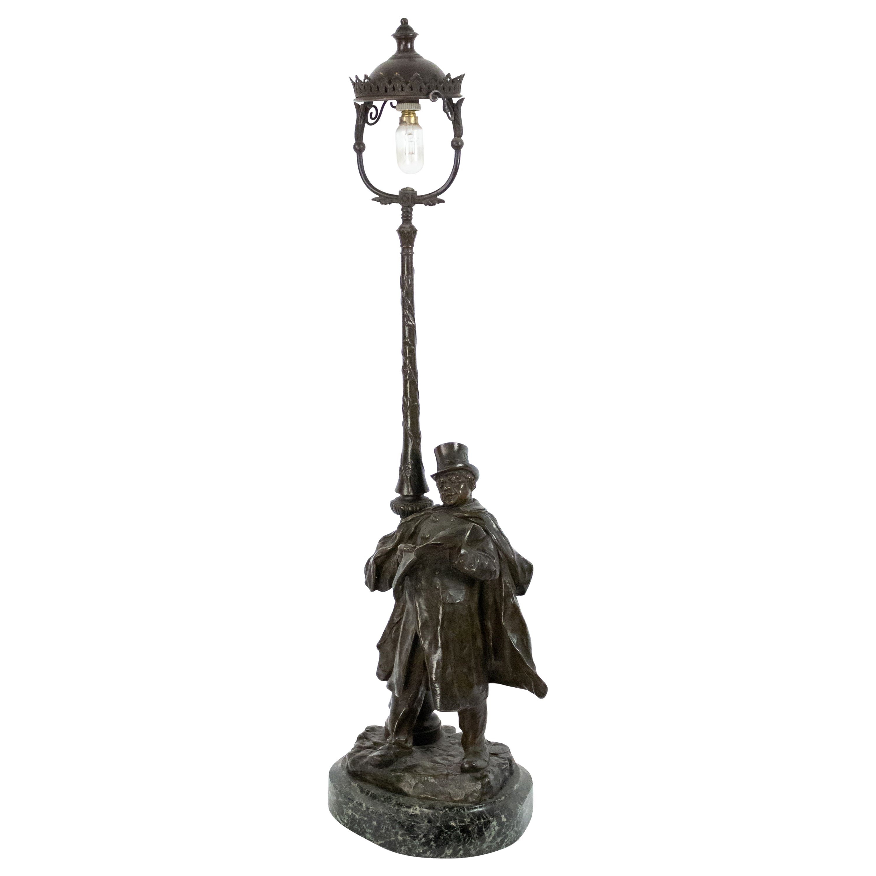 Bronze Figural Table Lamp of Japanese man For Sale at 1stDibs