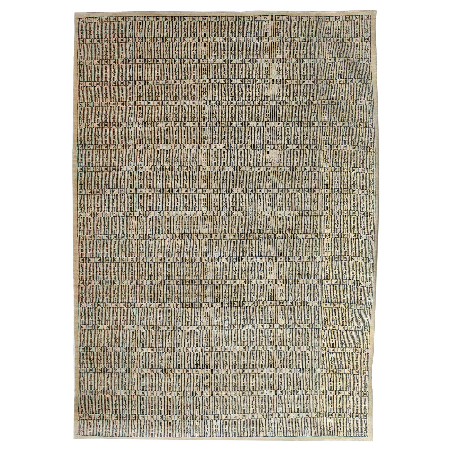 Contemporary Persian Rug, Blue and Cream Wool, Orley Shabahang, 9' x 12'