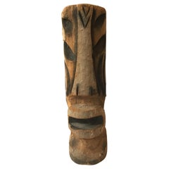 Vintage 1960s Hand Craved Wood Head Tiki Totem Sculpture 