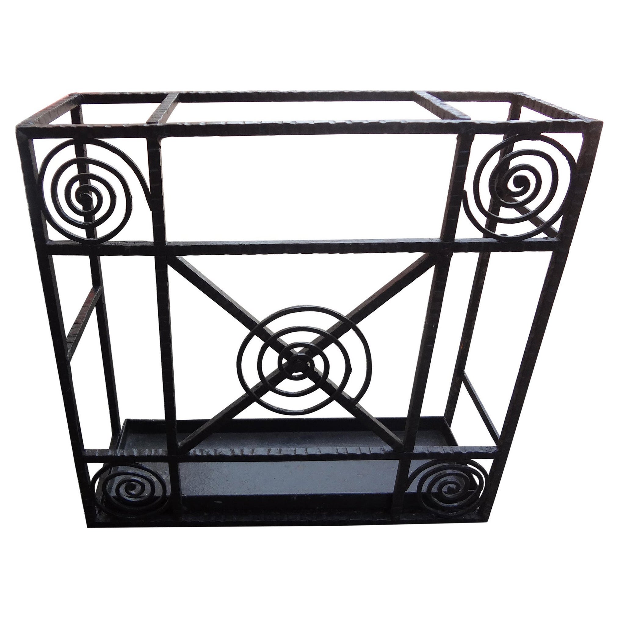 French Art Deco Wrought Iron Umbrella Stand
