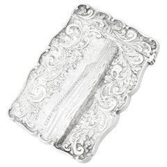 Antique 1850 Victorian Sterling Silver Card Case