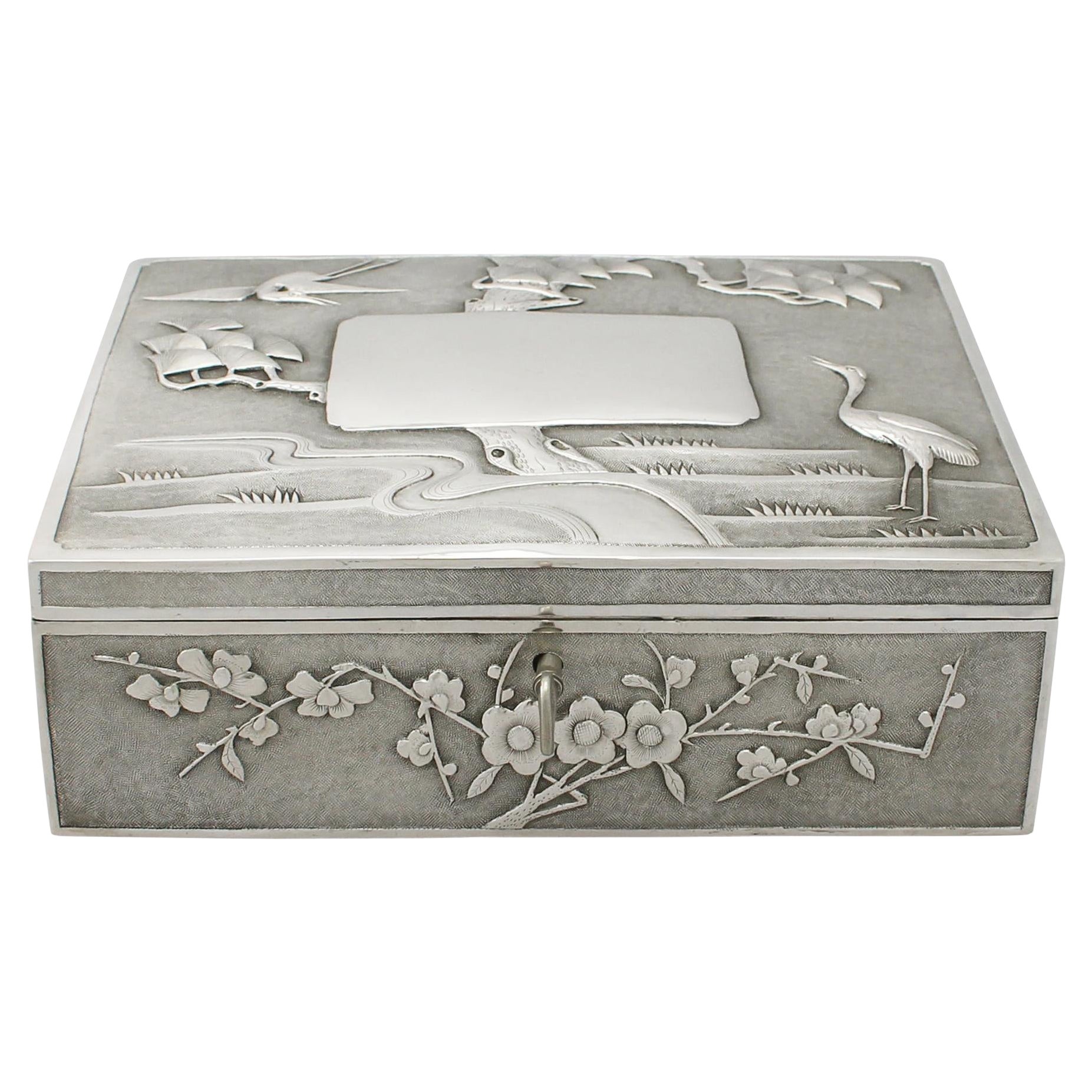 Caja con cerradura de plata de exportación china de la década de 1890
