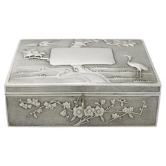 Boîte à verrou en argent d'exportation chinoise des années 1890
