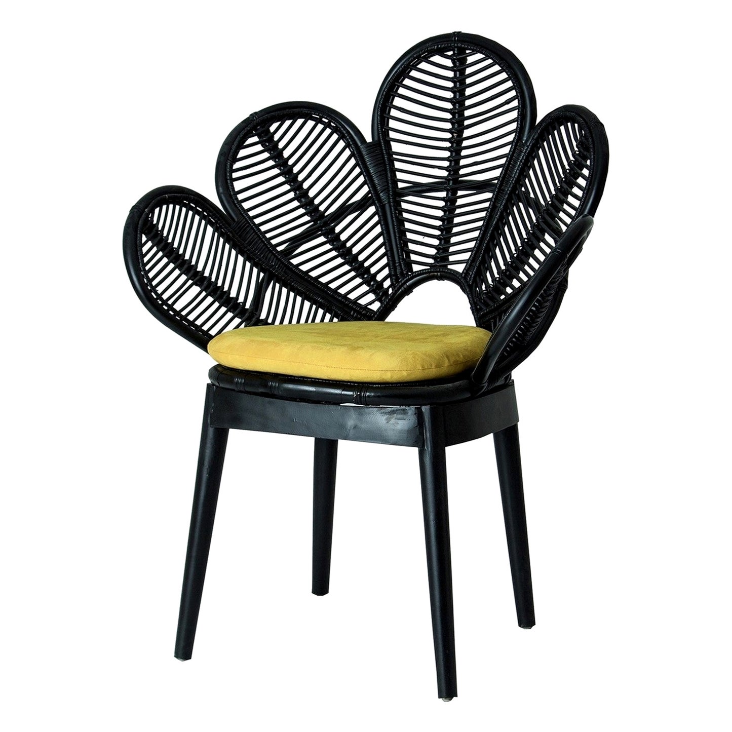 Wooden and Rattan Flower Shaped Chair For Sale at 1stDibs