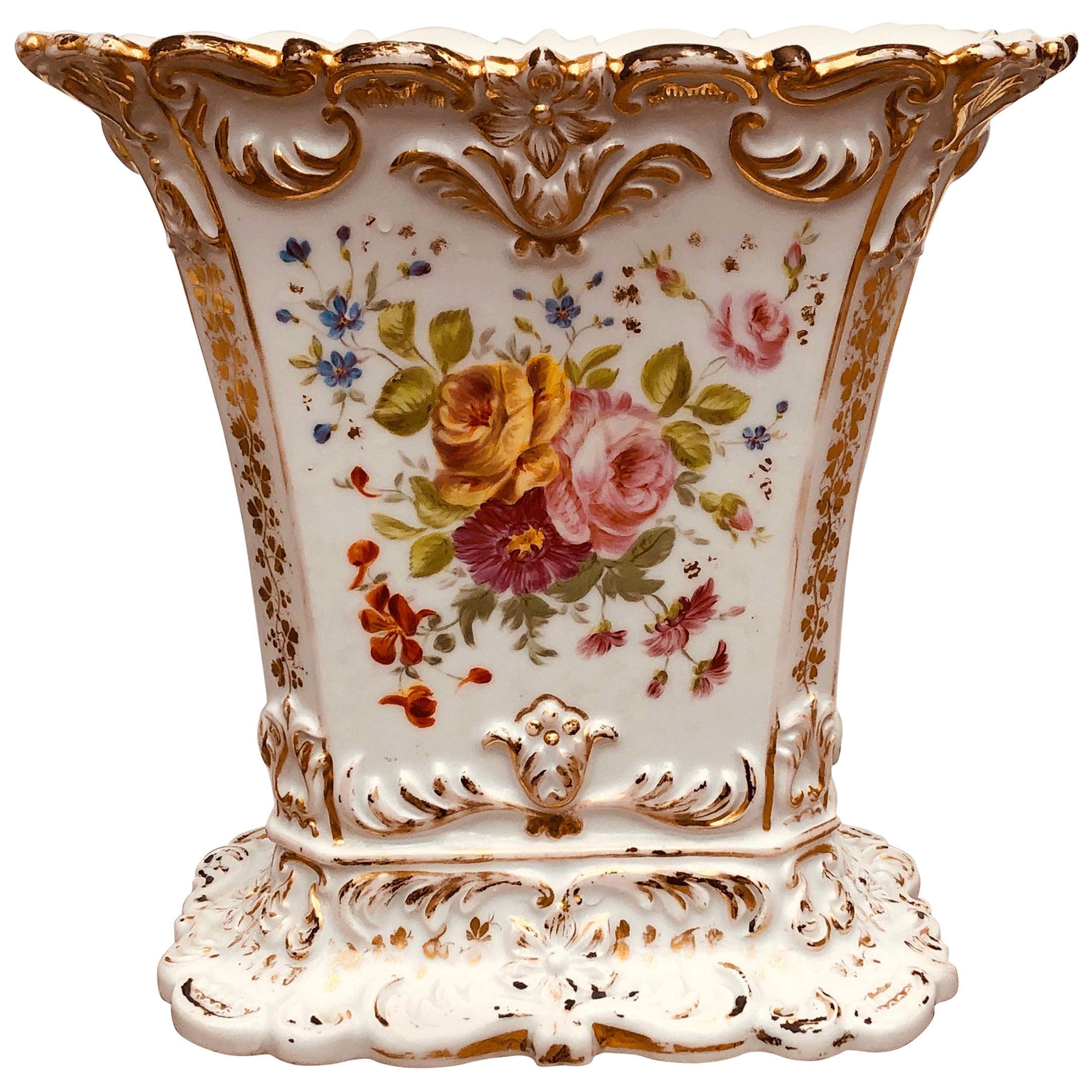 Fine Pair of Antique Regency Porcelain Spill Vases For Sale at 1stDibs