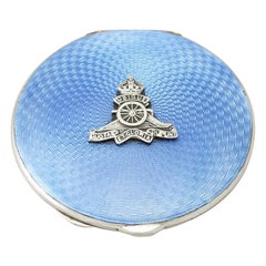 Antique 1939 Sterling Silver and Guilloche Enamel Compact