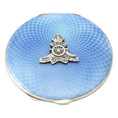 Vintage 1939 Sterling Silver and Guilloche Enamel Compact