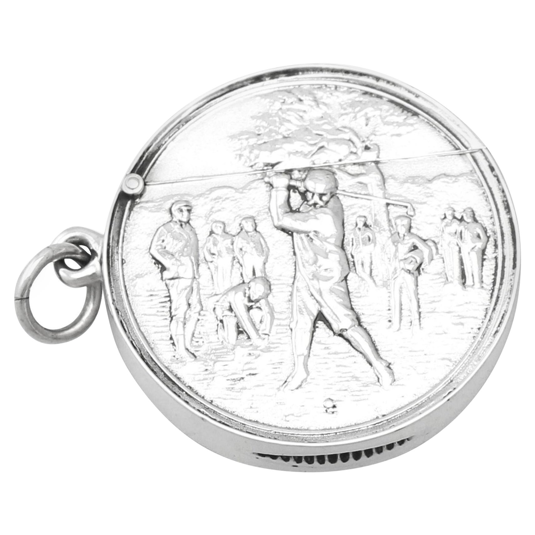 Englisches Vesta-Etui aus Sterlingsilber im Edwardianischen Golfstil