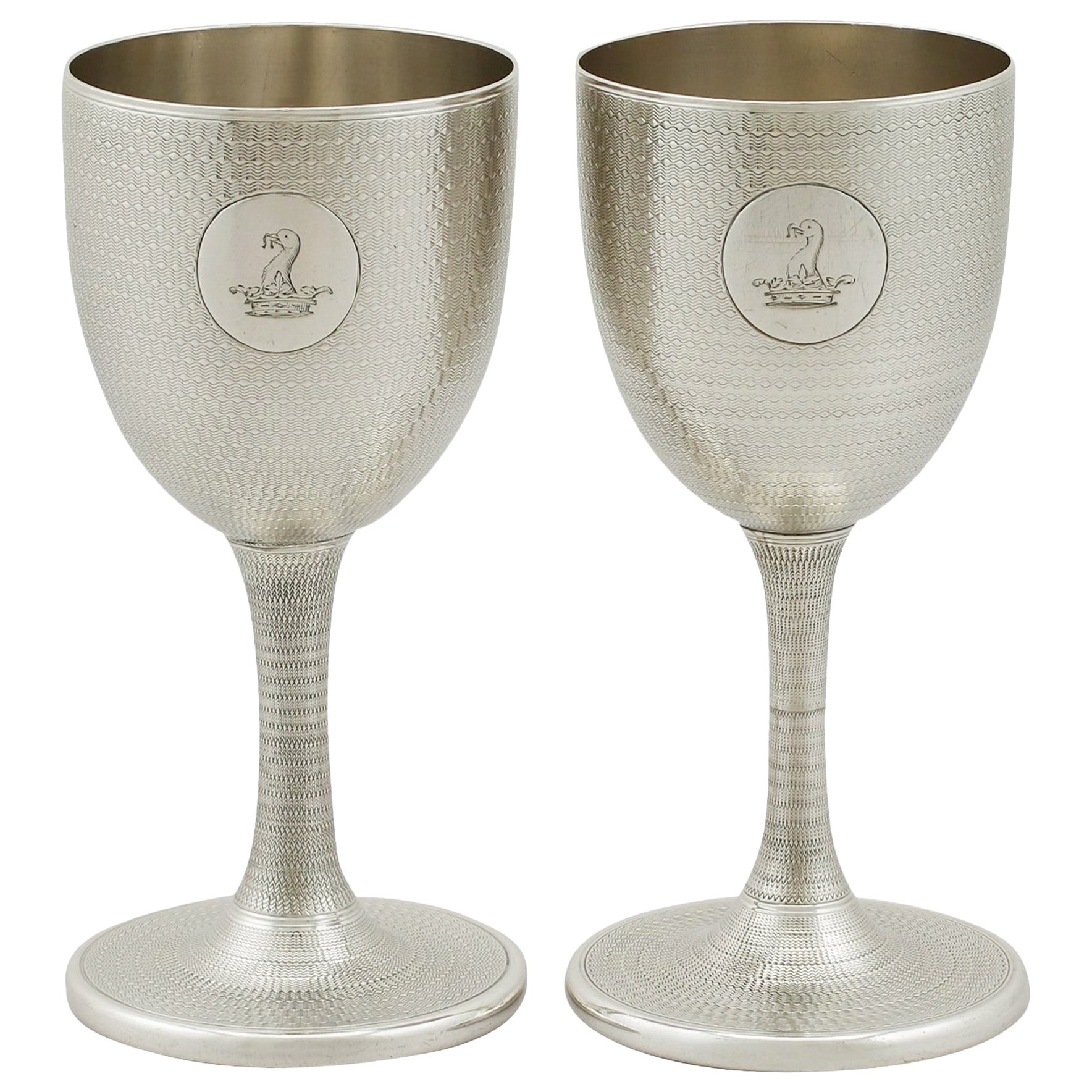 Set of Four Antique English Silver Goblets For Sale at 1stDibs