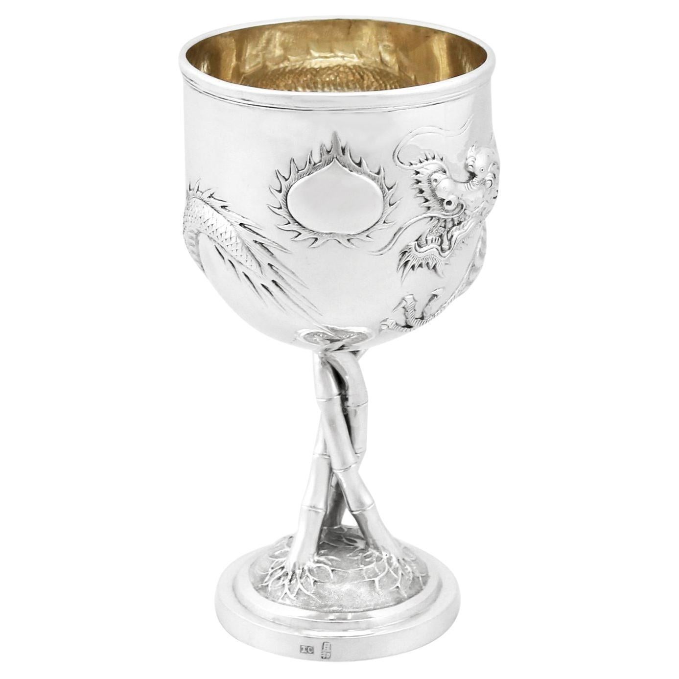 Antique Chinese Export Silver Goblet Circa 1900 For Sale