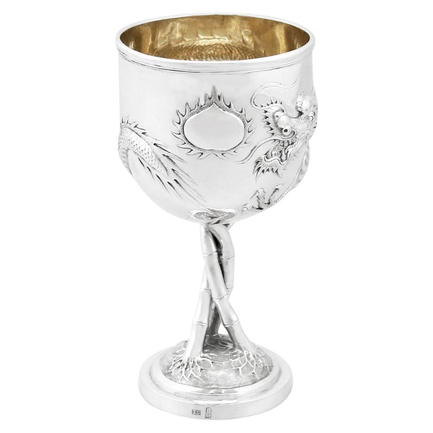 Antique Chinese Export Silver Goblet Circa 1900