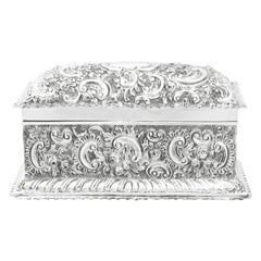 19th Century Victorian English Sterling Silver Jewelry Casket