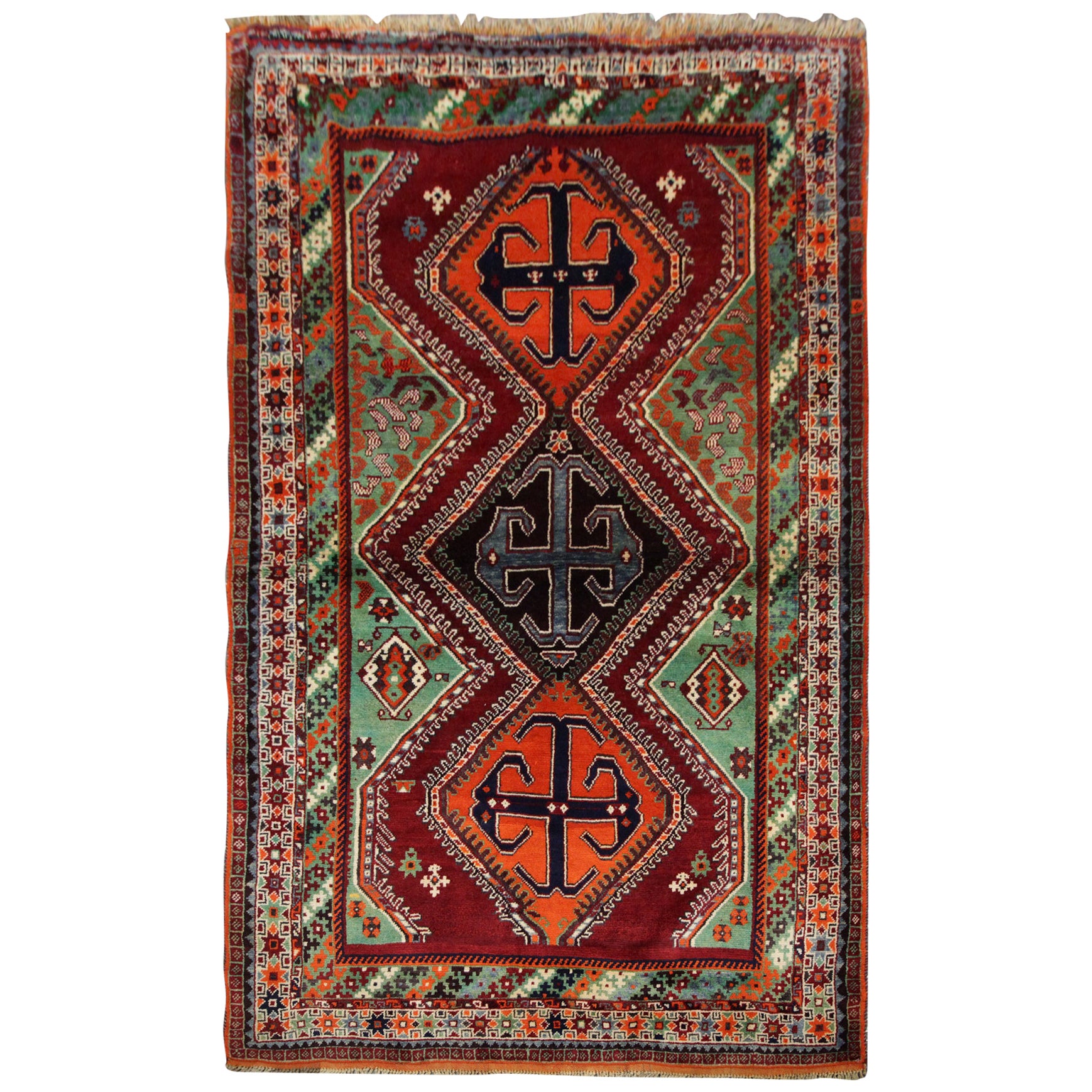 Handmade Oriental Rug Vintage Tribal Carpet For Sale at 1stDibs
