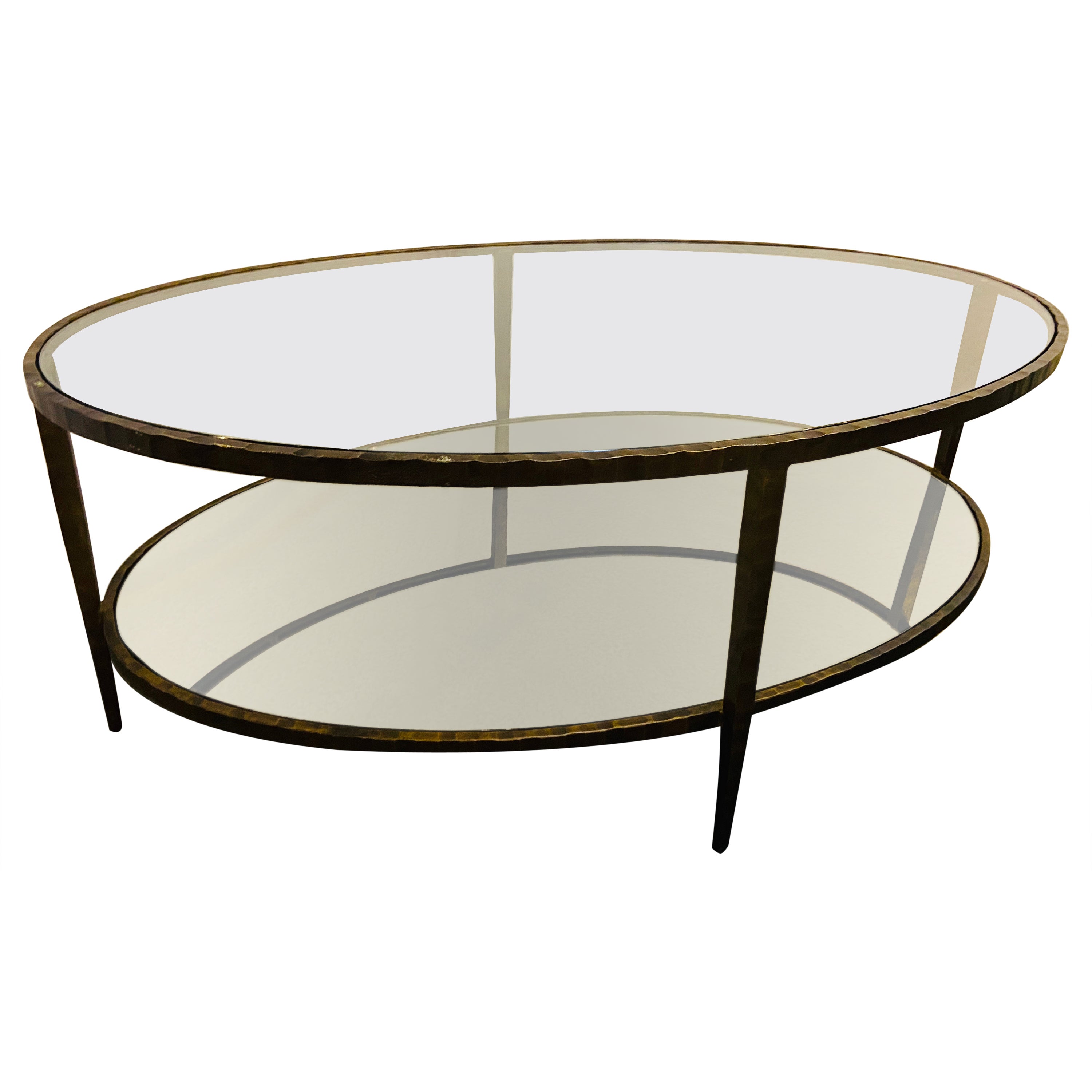Elegant Gilt Metal Oval Coffee Table For Sale at 1stDibs