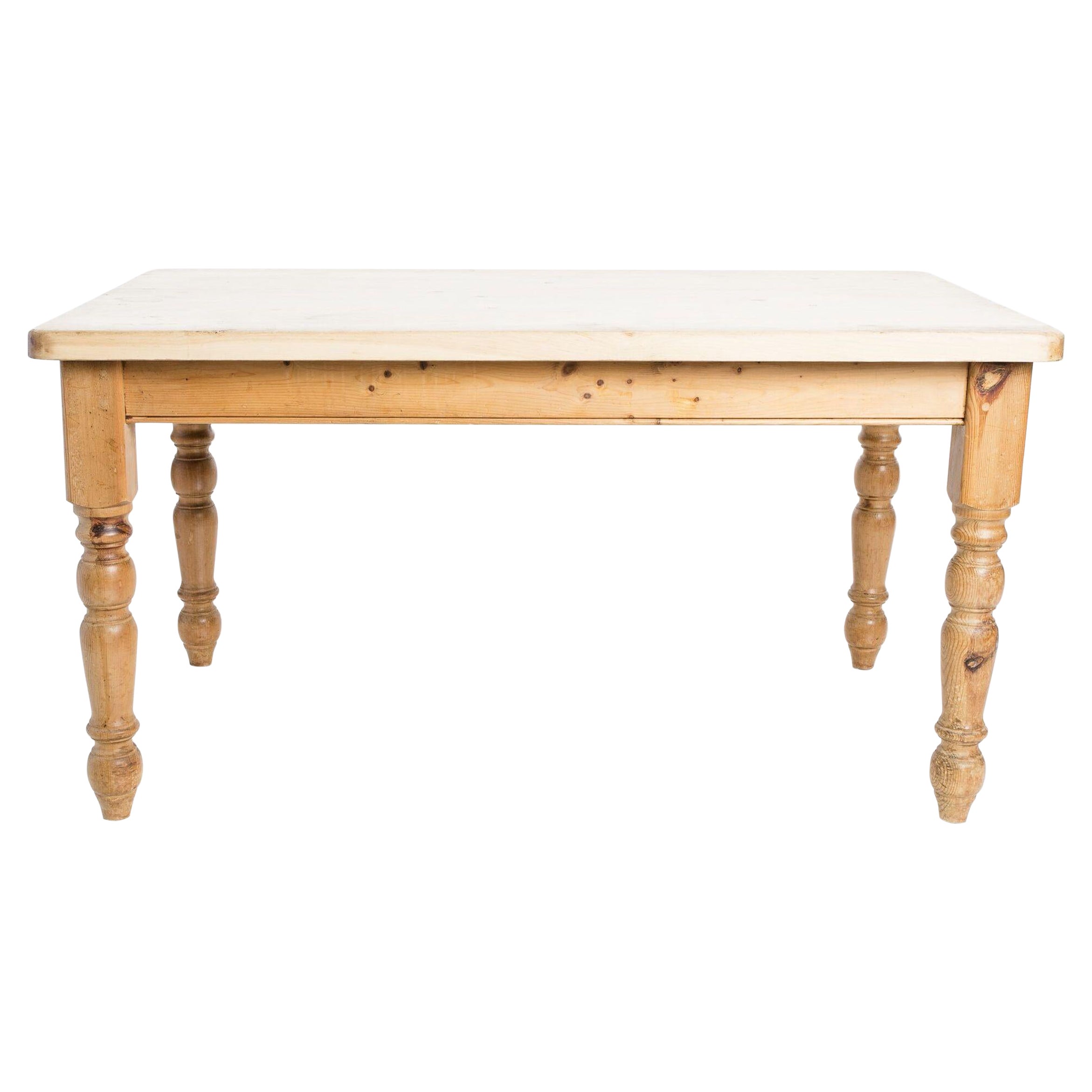 Round Pine Dining Table, circa 1940 at 1stDibs