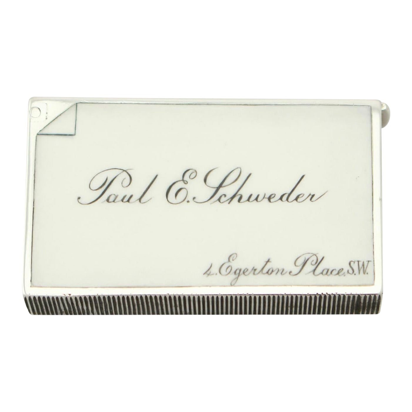 Viktorianisches Vesta-Etui aus Sterlingsilber und Emaille aus dem 19. Jahrhundert, 1897