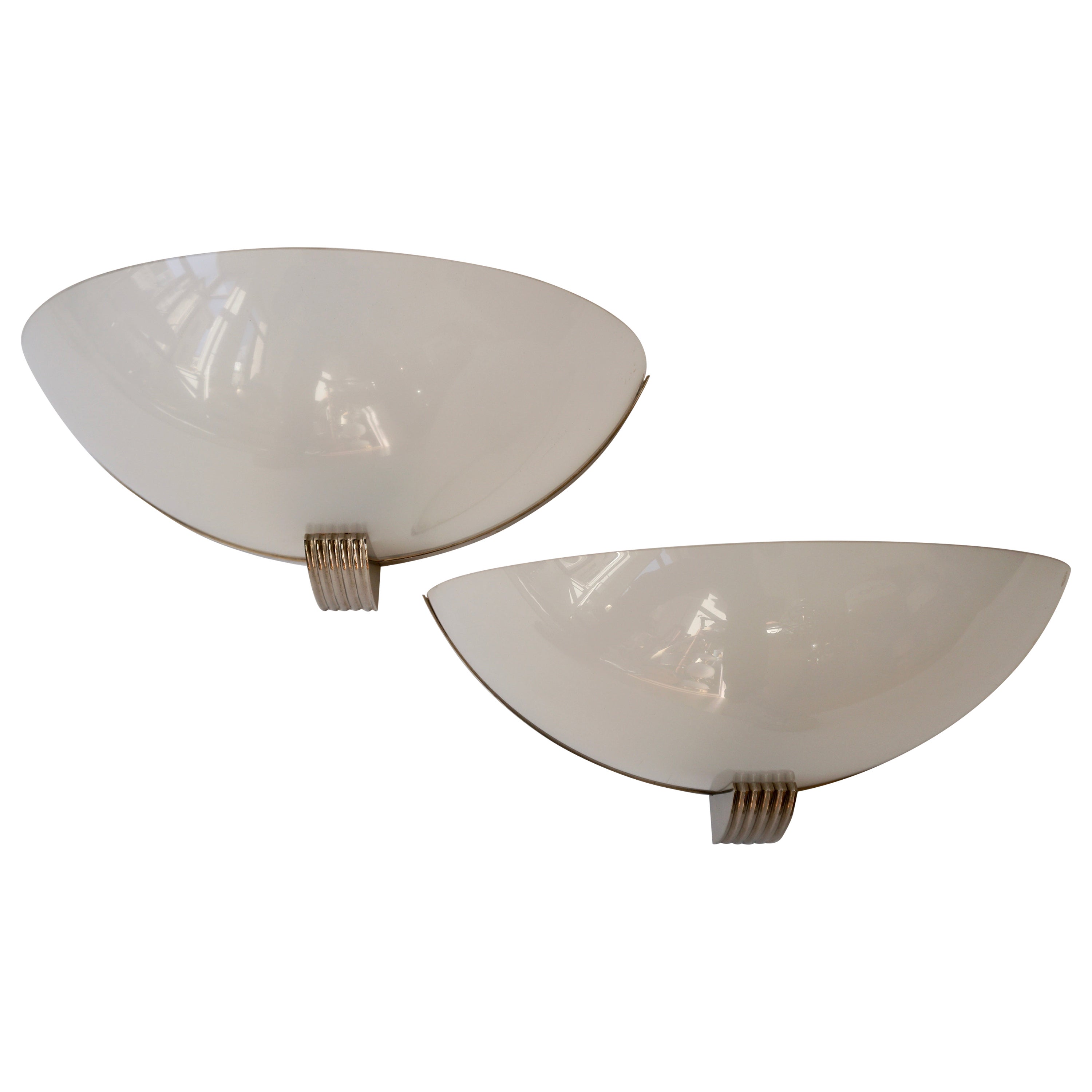 Two Art Deco Extendable Wall Lamps with Original Glass For Sale at 1stDibs