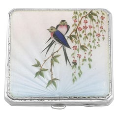 1940s, Sterling Silver and Enamel Compact by Joseph Gloster Ltd