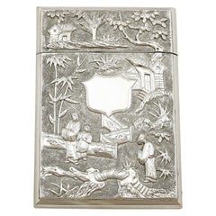 1870s Antique Chinese Export Silver Card Case