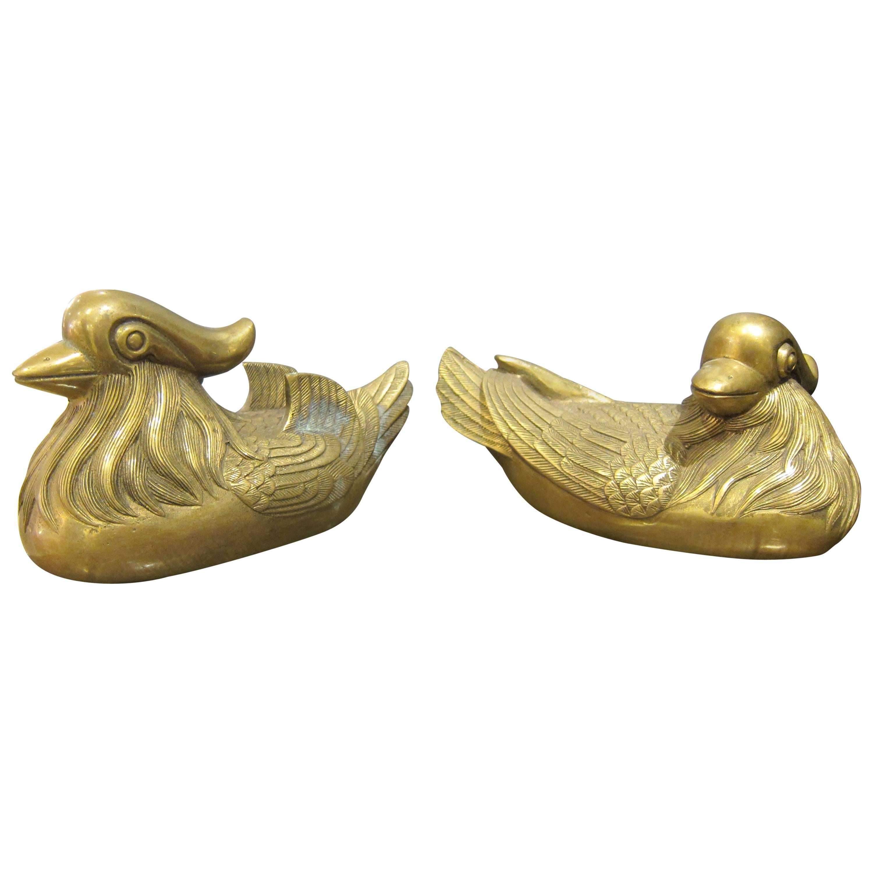 Pair of Bronze Prosperity Birds
