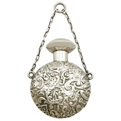 Antique Victorian English Sterling Silver Scent Flask