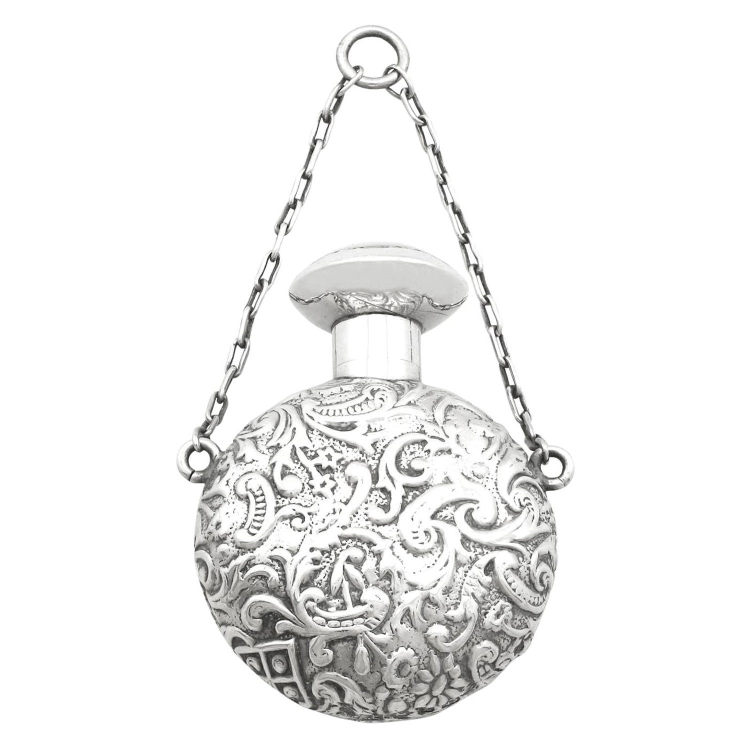 Lawrence Emanuel Antique Victorian English Sterling Silver Scent Flask