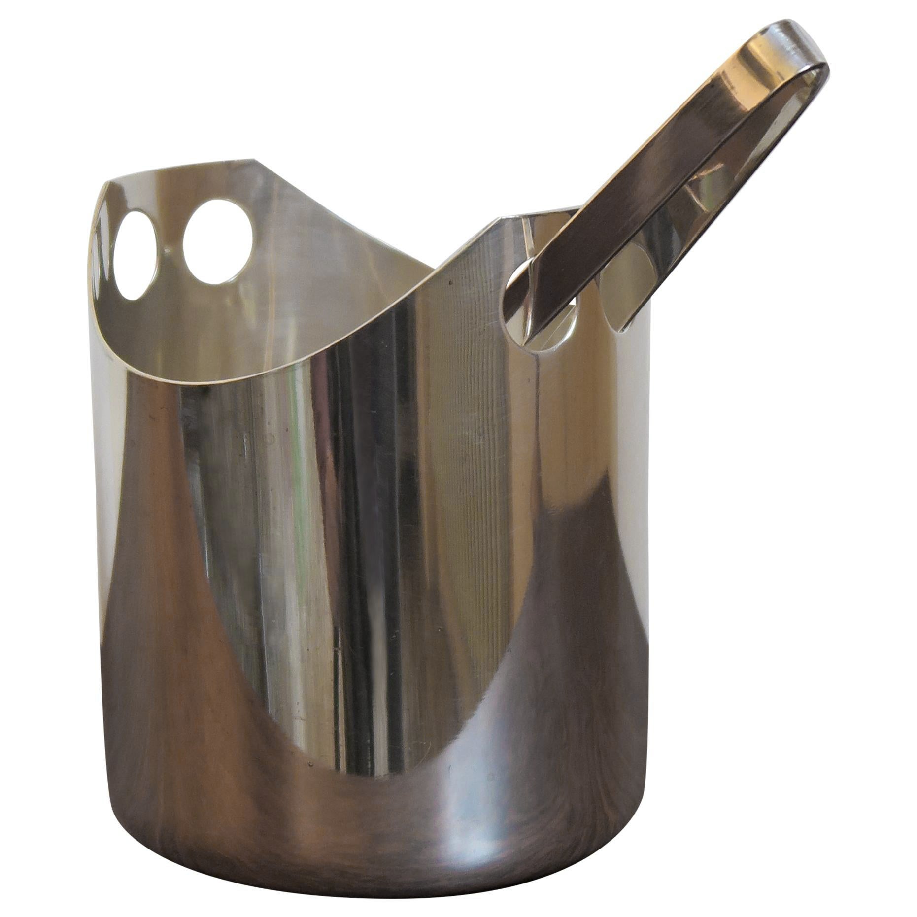 Lino Sabattini Made in Italy Ice Bucket in Silver Metal, 1960s