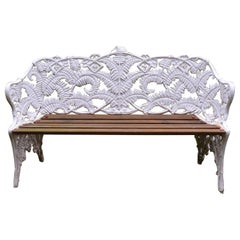 Antique English Cast Iron Bench Marked Coalbrookdale