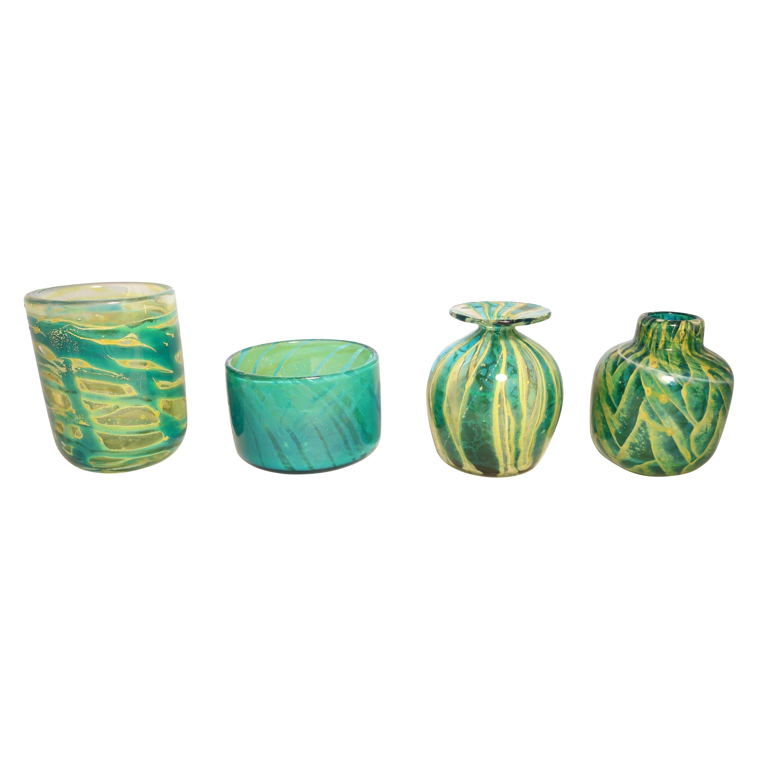 Mdina Glass Vases and Bowl from Malta, circa 1960 For Sale