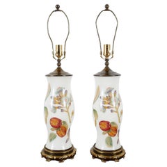 Pair of English Decalcomania Regency Style Table Lamps
